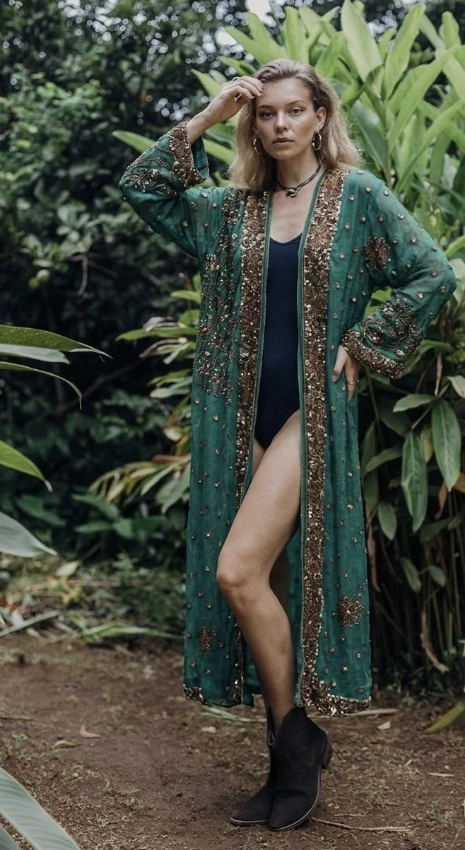 Embroidered kimono