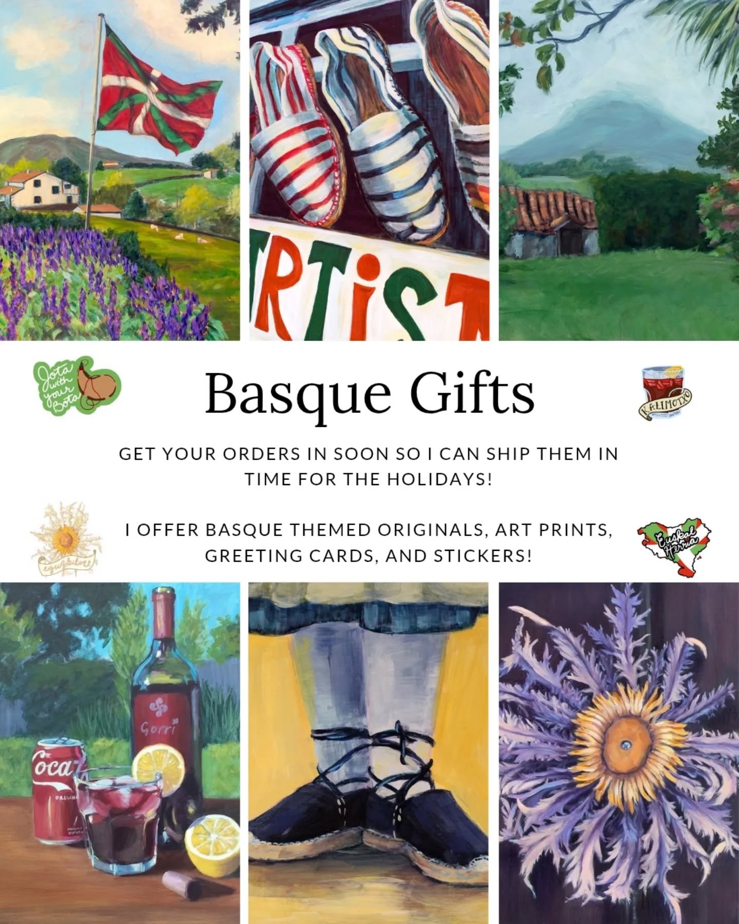 I&rsquo;m selling my art tonight at the Basque Club of Utah Christmas Party!

If you don&rsquo;t live in Utah and still want Basque gifts, my online shop has you covered. Link in bio. Order soon for holiday delivery! Free shipping within the U.S.

#u