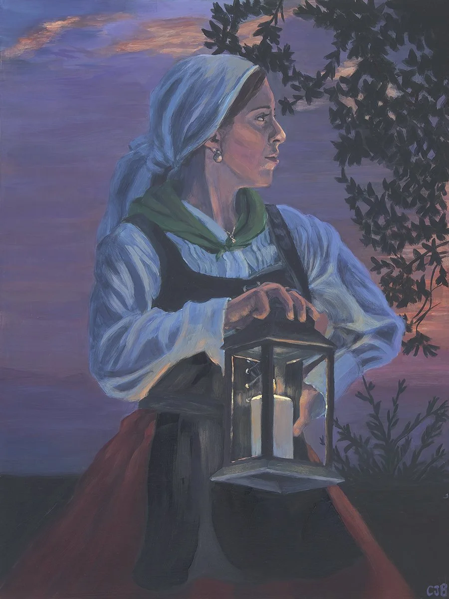 Axuri Beltza (Black Sheep) -  6" x 6" acrylic painting on cradled wood panel - Sold - Prints Available