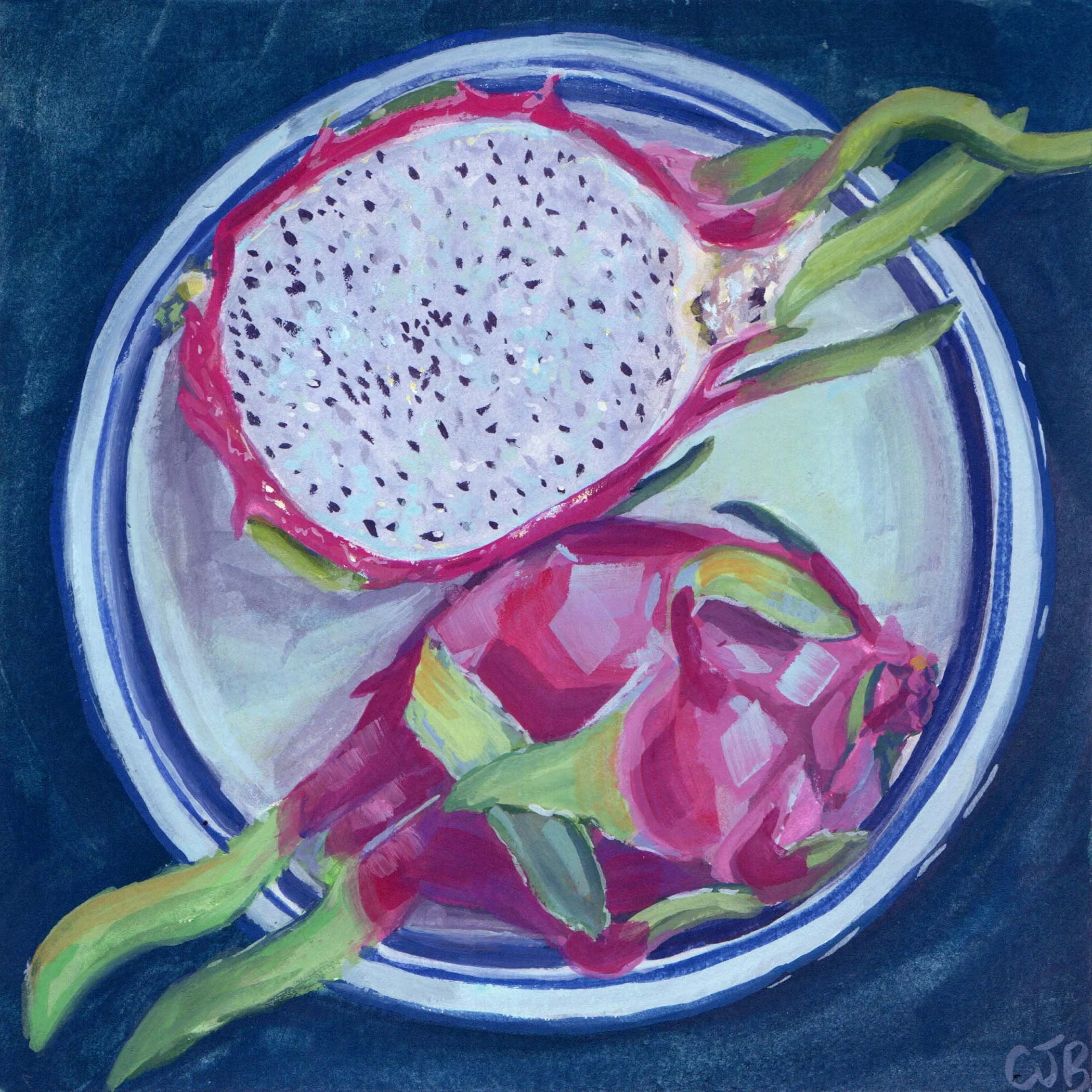 Dragonfruit/Pithaya - 6" x 6" gouache painting on strathmore paper  - Available
