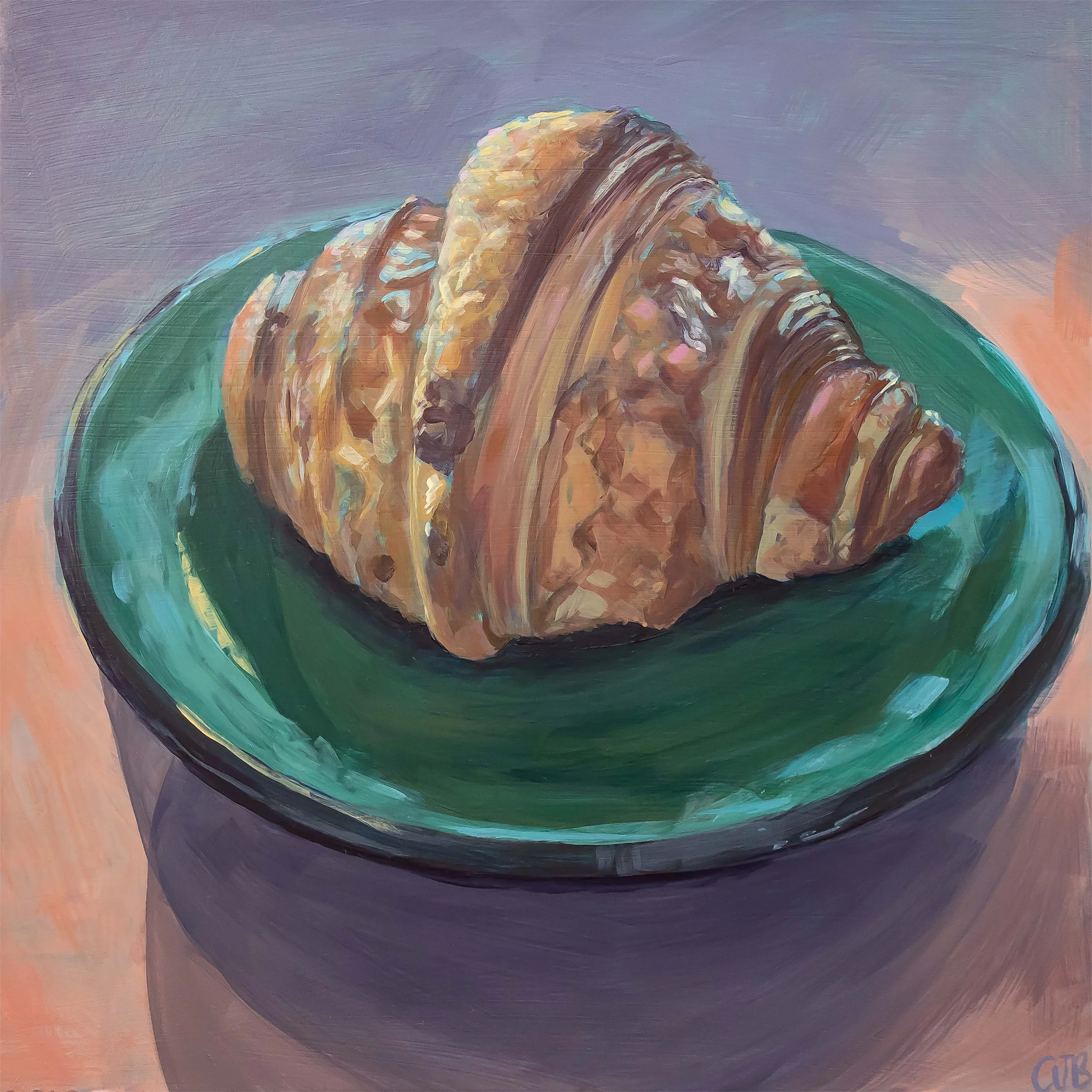 Un Croissant S'il Vous Plait - 8" x 8" acrylic painting on panel  - Sold, prints available