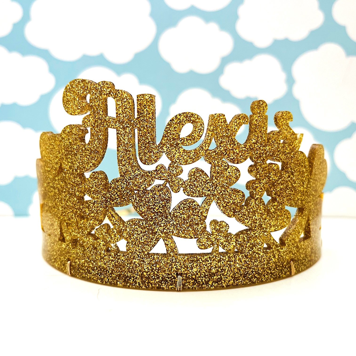 gold crown with shamrocks name choice
