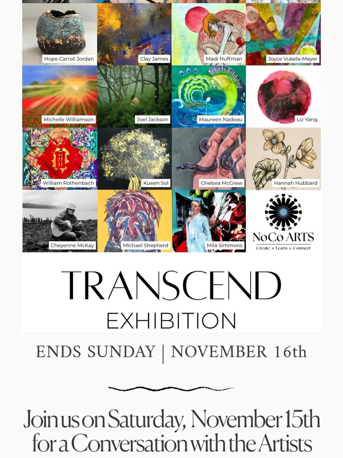 Last chance to come and see this amazing exhibit! 
This Saturday @6 in Newton NC 
At NoCo Gallery 
we will be hosting our closing with an Artist Talk! 

✨TRANSCEND ✨
This gallery also has the cutest shop filled with gorgeous hand made items by many l