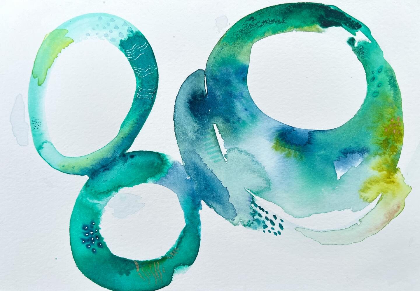 Today&rsquo;s Meditation 🩵
Mark making is so satisfying here I used markers by Windsor Newton and my small Princeton brush to make this piece  really come alive! 

💚🩵💙🤍🤎

#watercolourpainting #watercolor #watercolormeditation #paintforfun #art 
