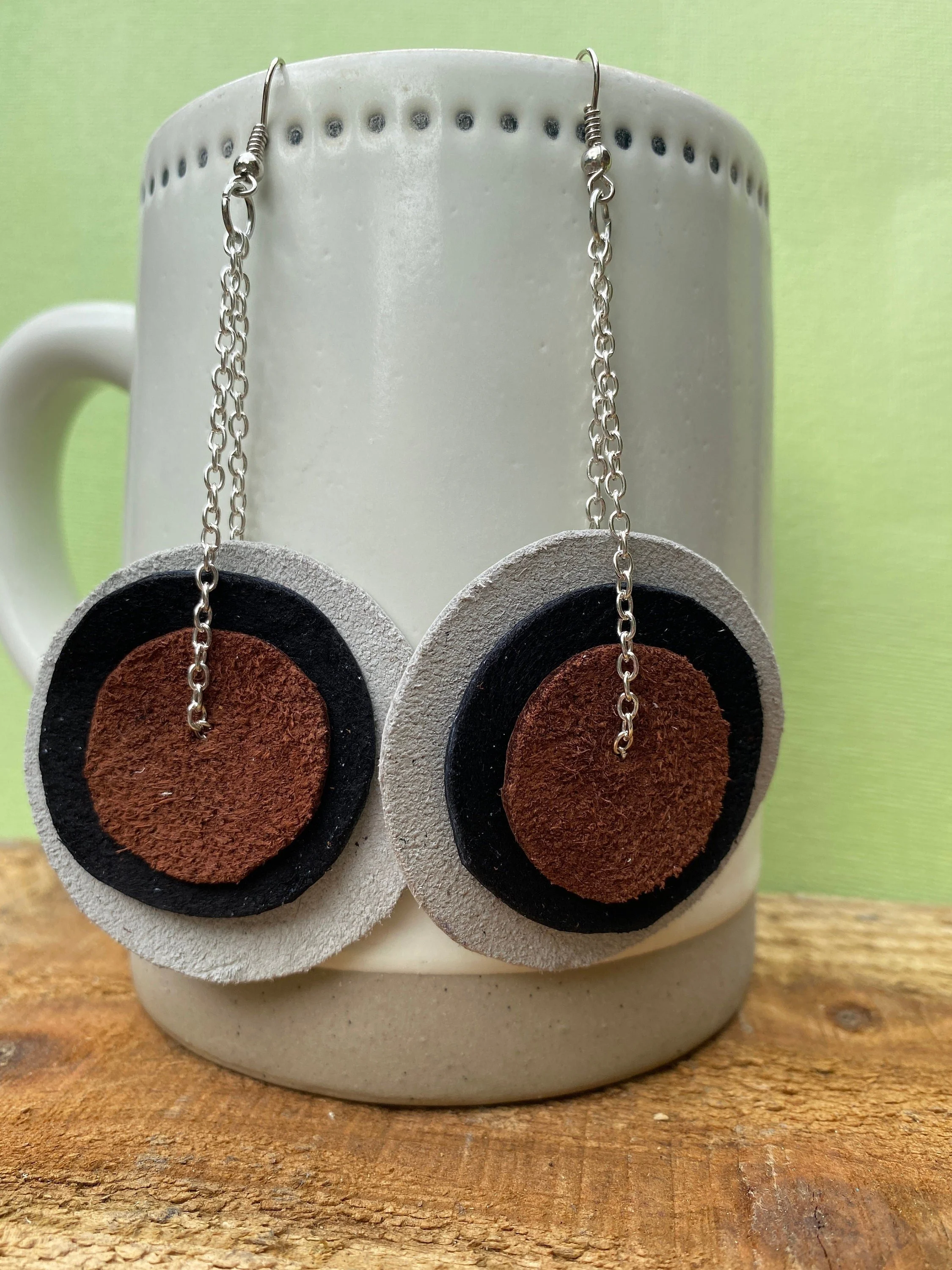 Layered Leather Circle Earrings~ Custom Leather Earrings~ Essential Oil Diffuser Jewelry~ Boho Earrings~ Lightweight Drop Earrings