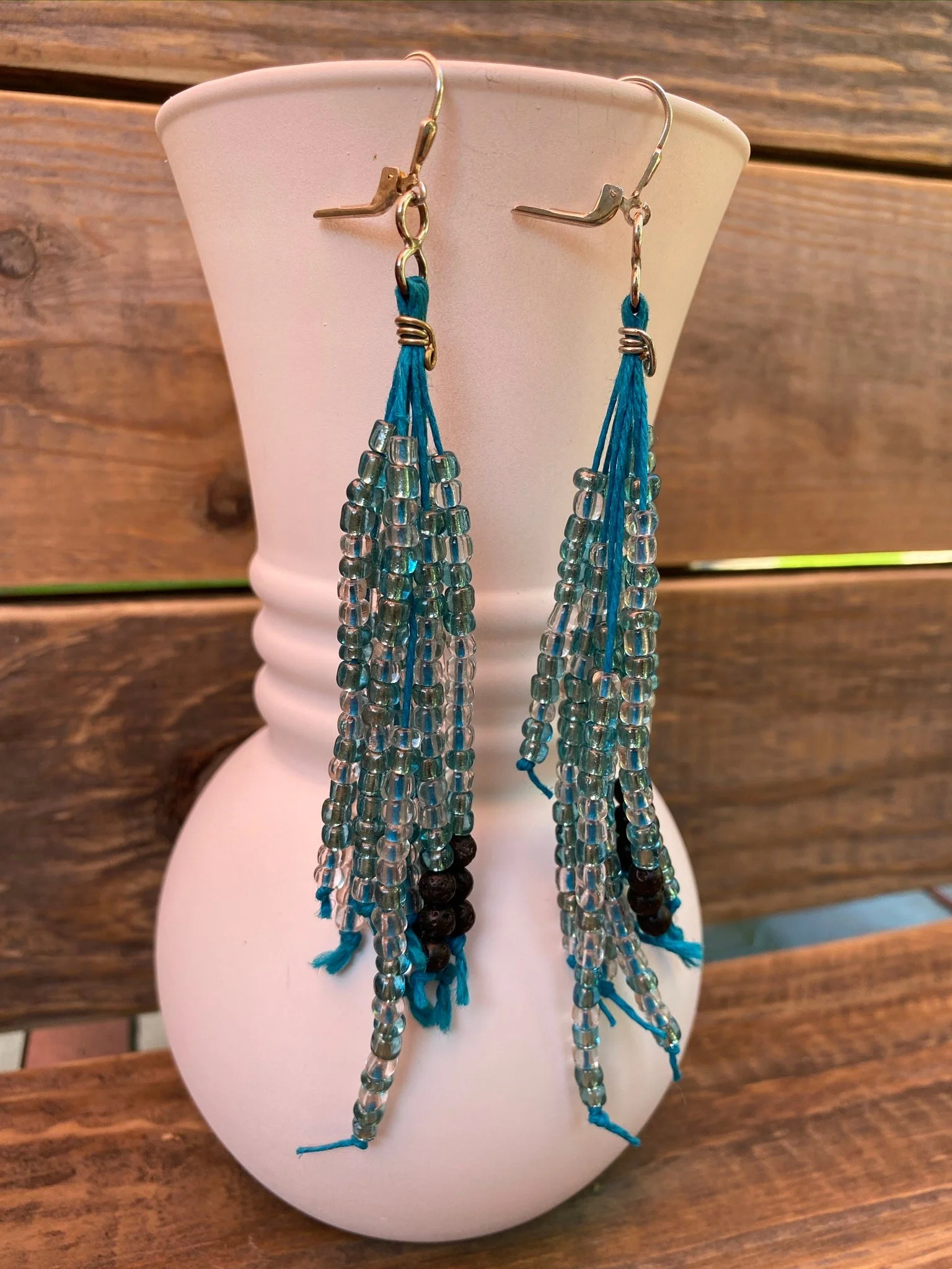 Beaded Diffuser Earrings ~ Boho Earrings ~ Lava Beads