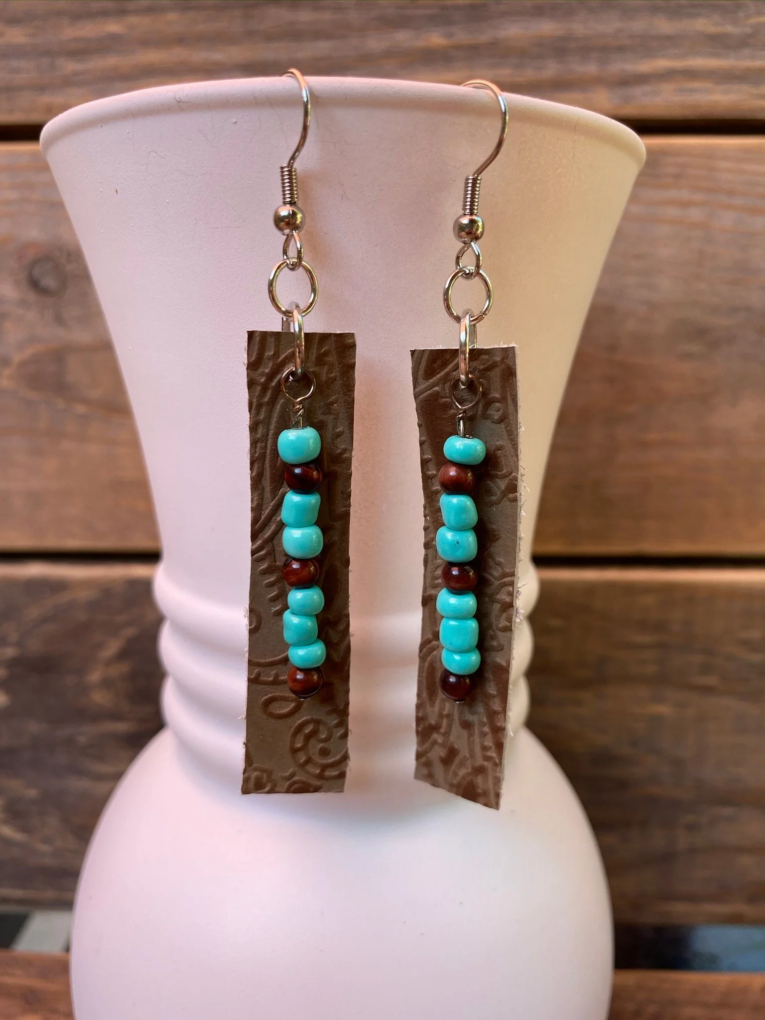Boho Earrings ~ Leather Earrings ~ Bar Earrings ~ Beaded Earrings ~ Diffuser Earrings