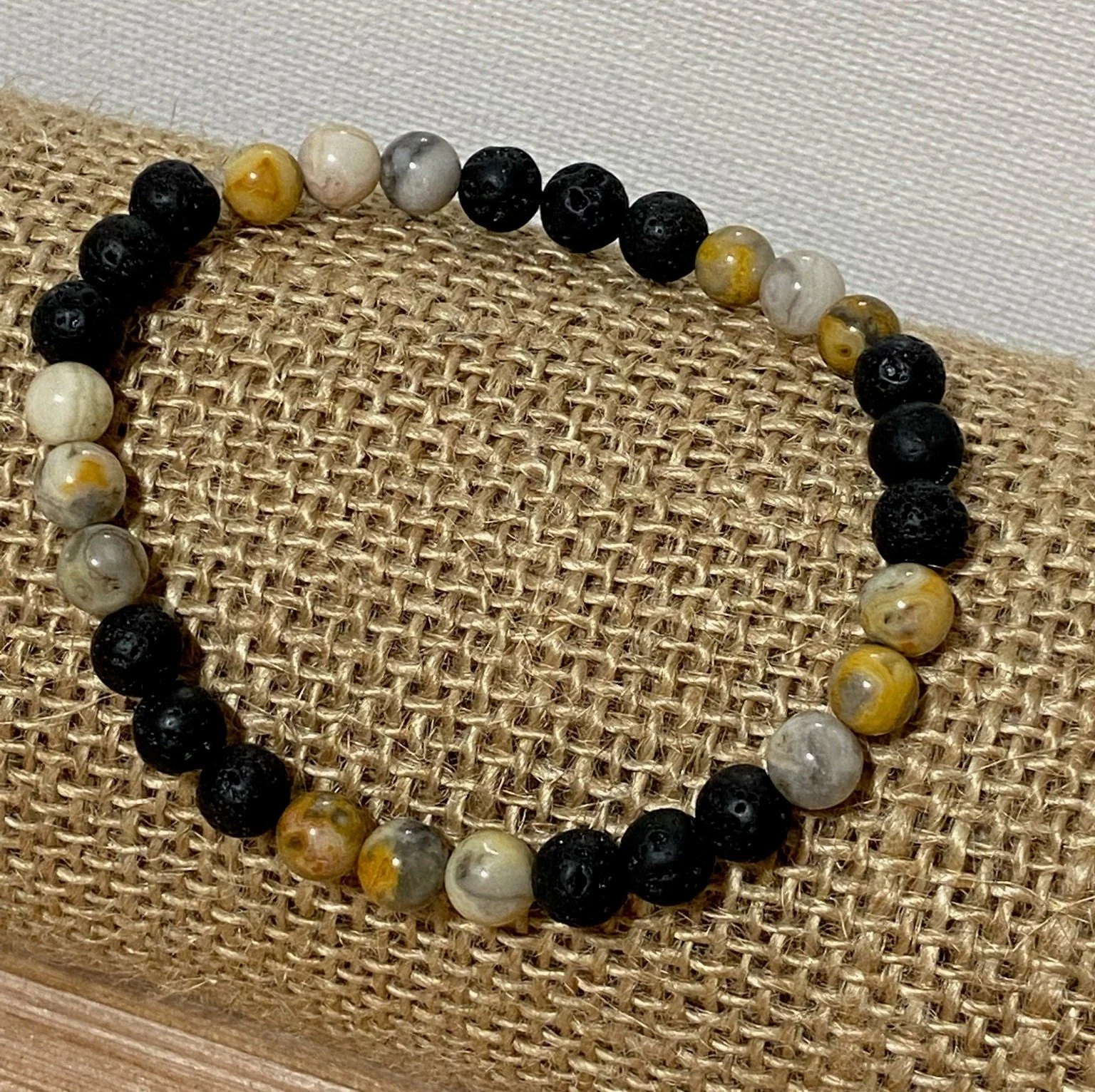 Essential Oil Diffuser Bead Bracelet~ Lava Rock & Agate~ Men and Women~ Boho~ 6mm