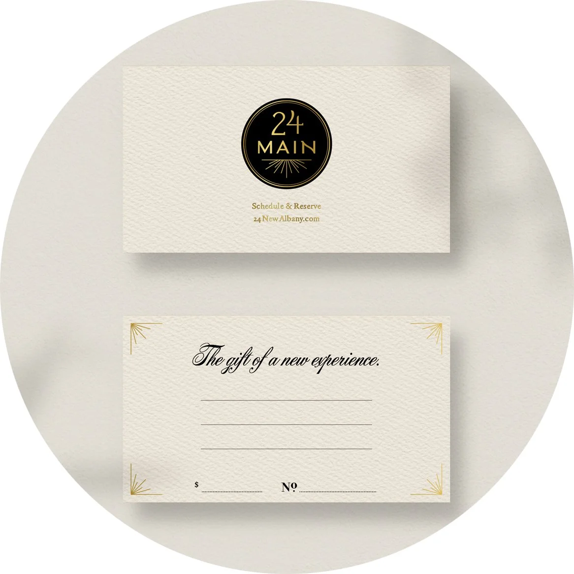 Give the gift of a new experience Customize a gift card to 24 Main in