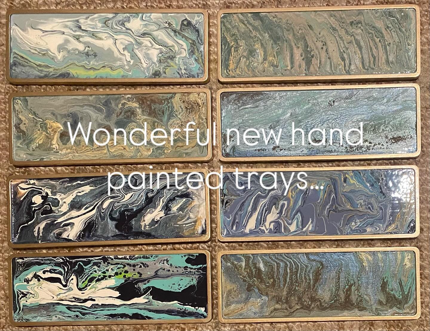 Ok&hellip;OFFICIALLY OBSESSED!

I love our new hand painted trays! 

Looking for that one-of-a-kind gift?  These handpainted wooden trays are unique plates for a charcuterie board, jewelry, or keys. They are acrylic- poure, rimmed with gold leaf enam