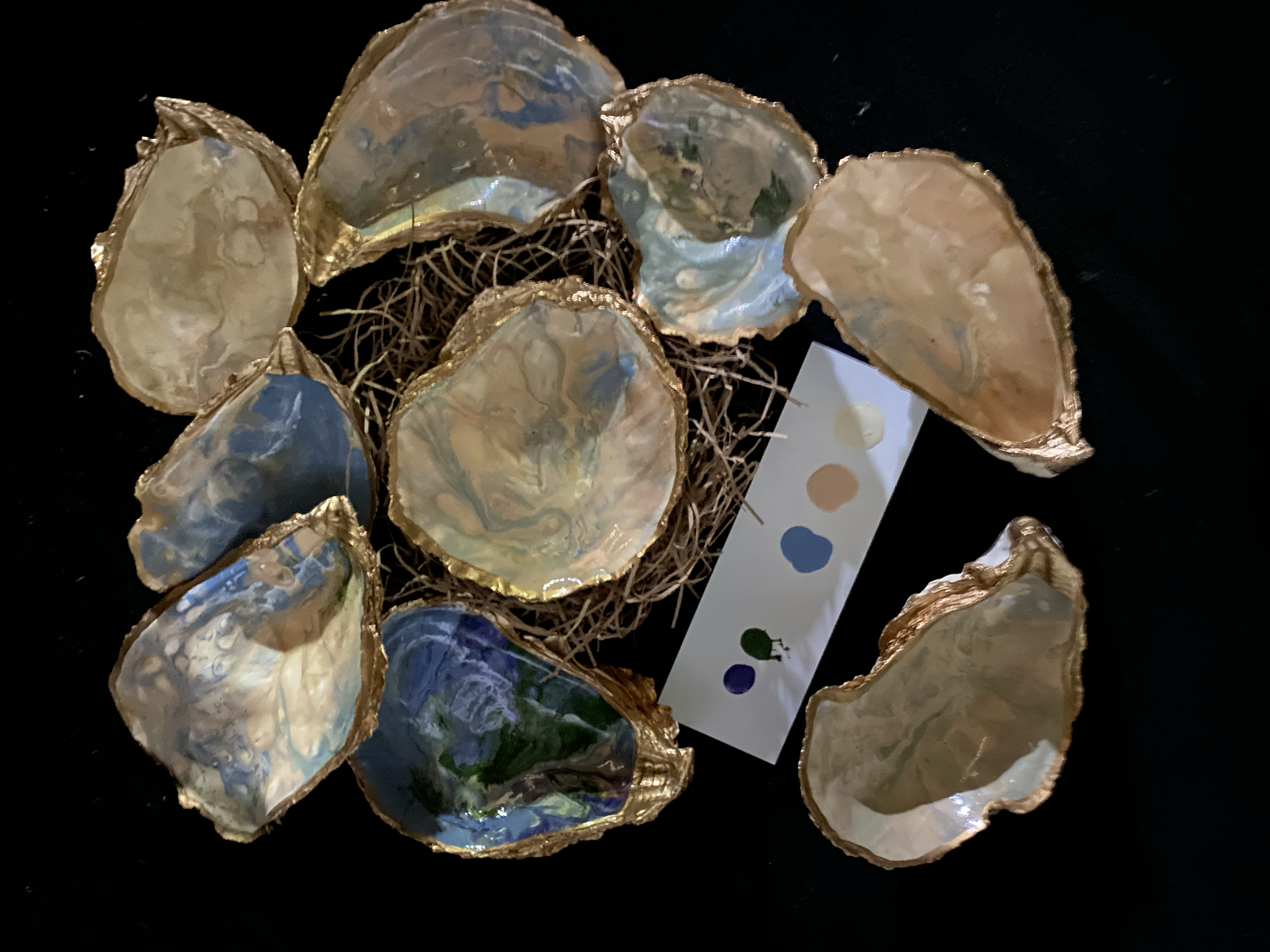 Pick your palette of colors, and we will match it for your oyster shell dishes!