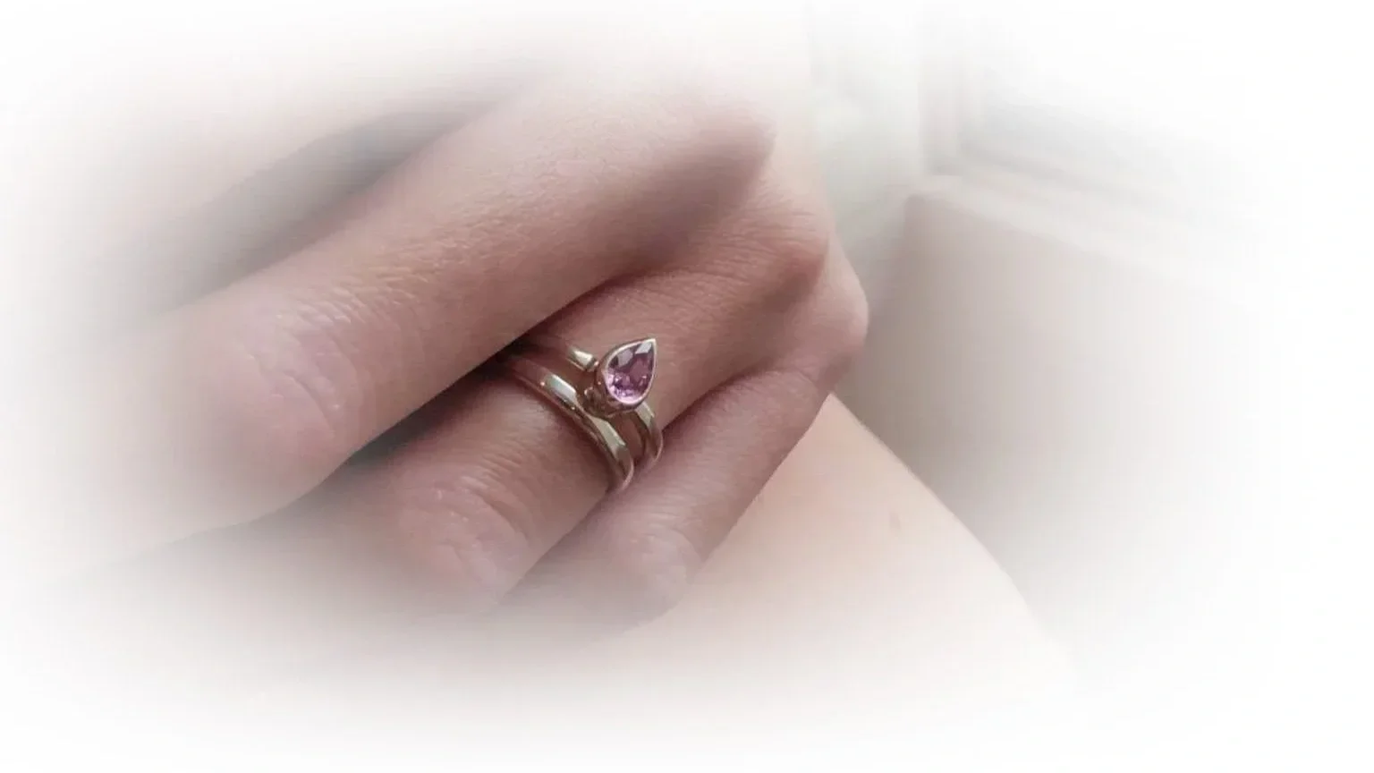 Silver and Sapphire Engagement and Wedding Rings