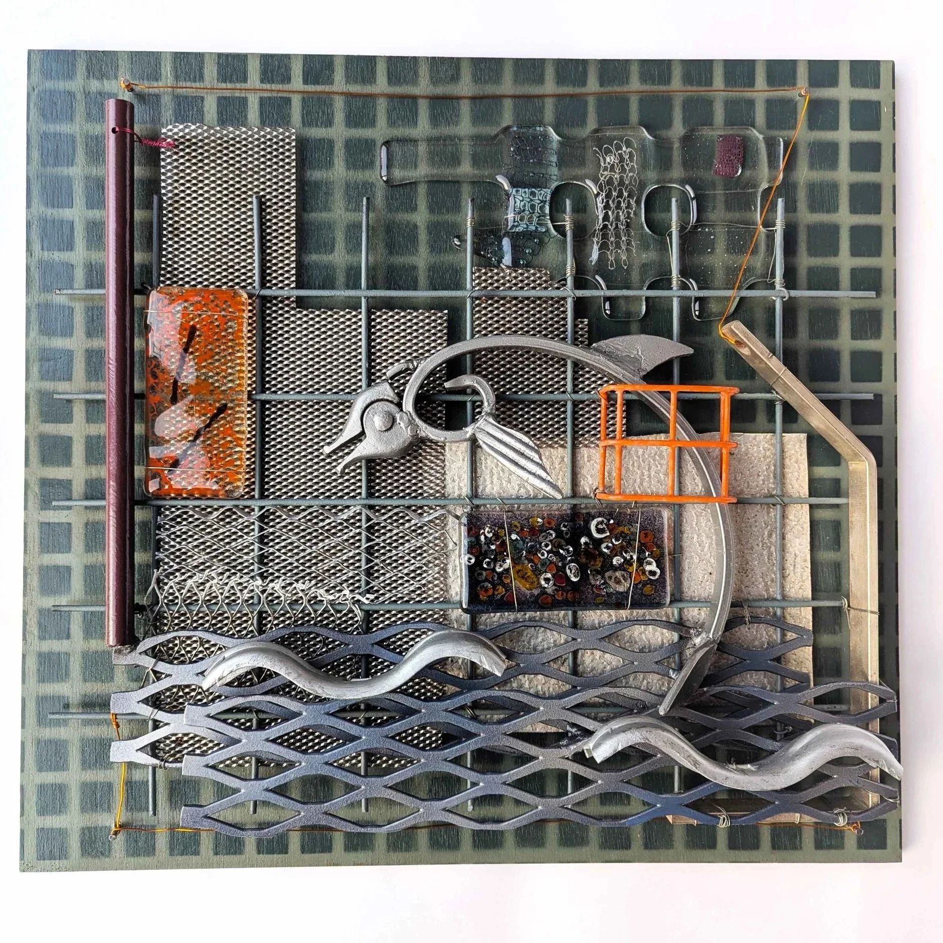 Moment, 2023, 42x39cm, scrap metal on board