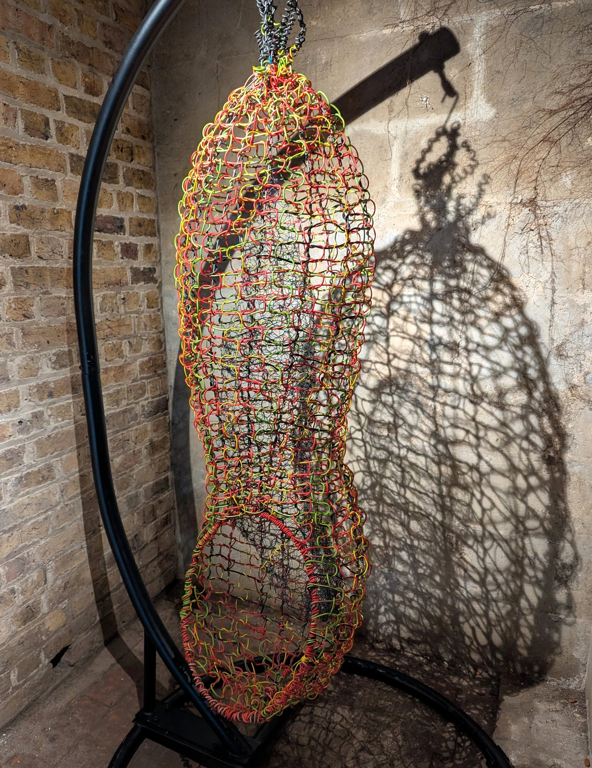 Electric Husk, 2023, 139x 48 x 46cm, reclaimed electrical cable & wire