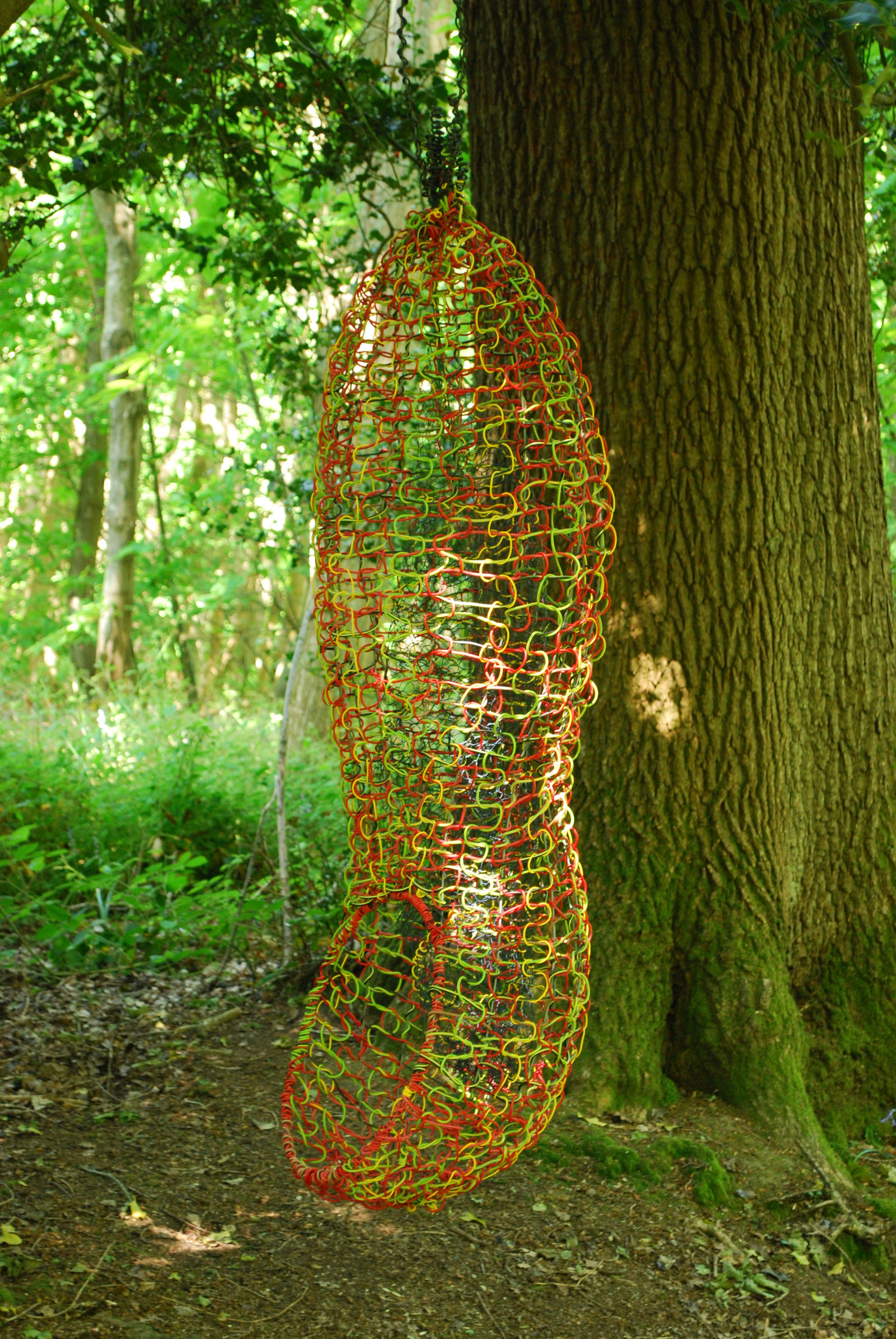 Electric Husk, 2023, 139x 48 x 46cm, reclaimed electrical cable & wire