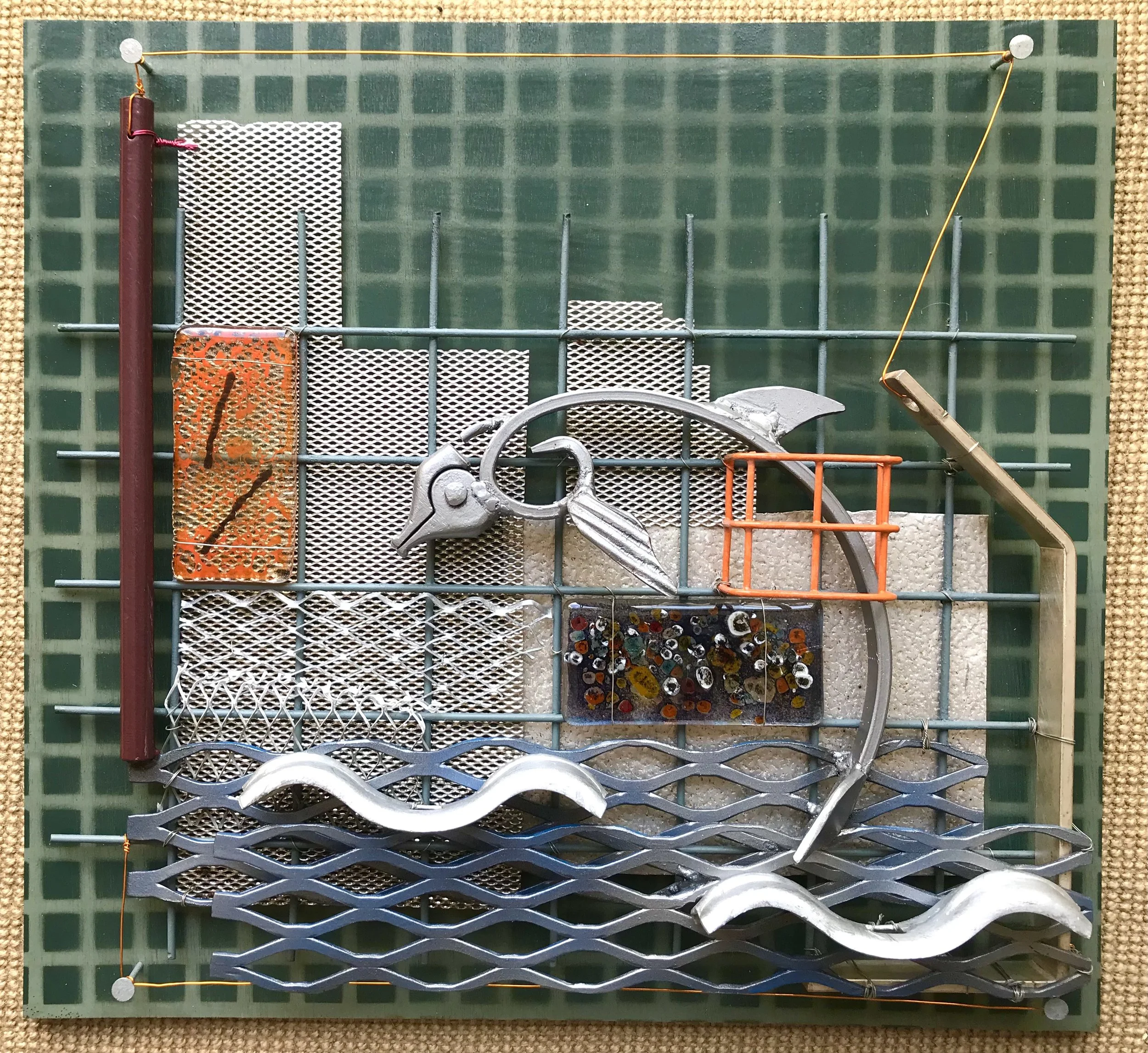 Moment, 2023, 42x39cm, scrap metal on board