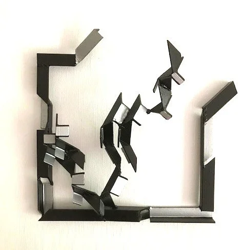 Unframed, 2019, 40x40x6cm, steel offcuts, welded & painted