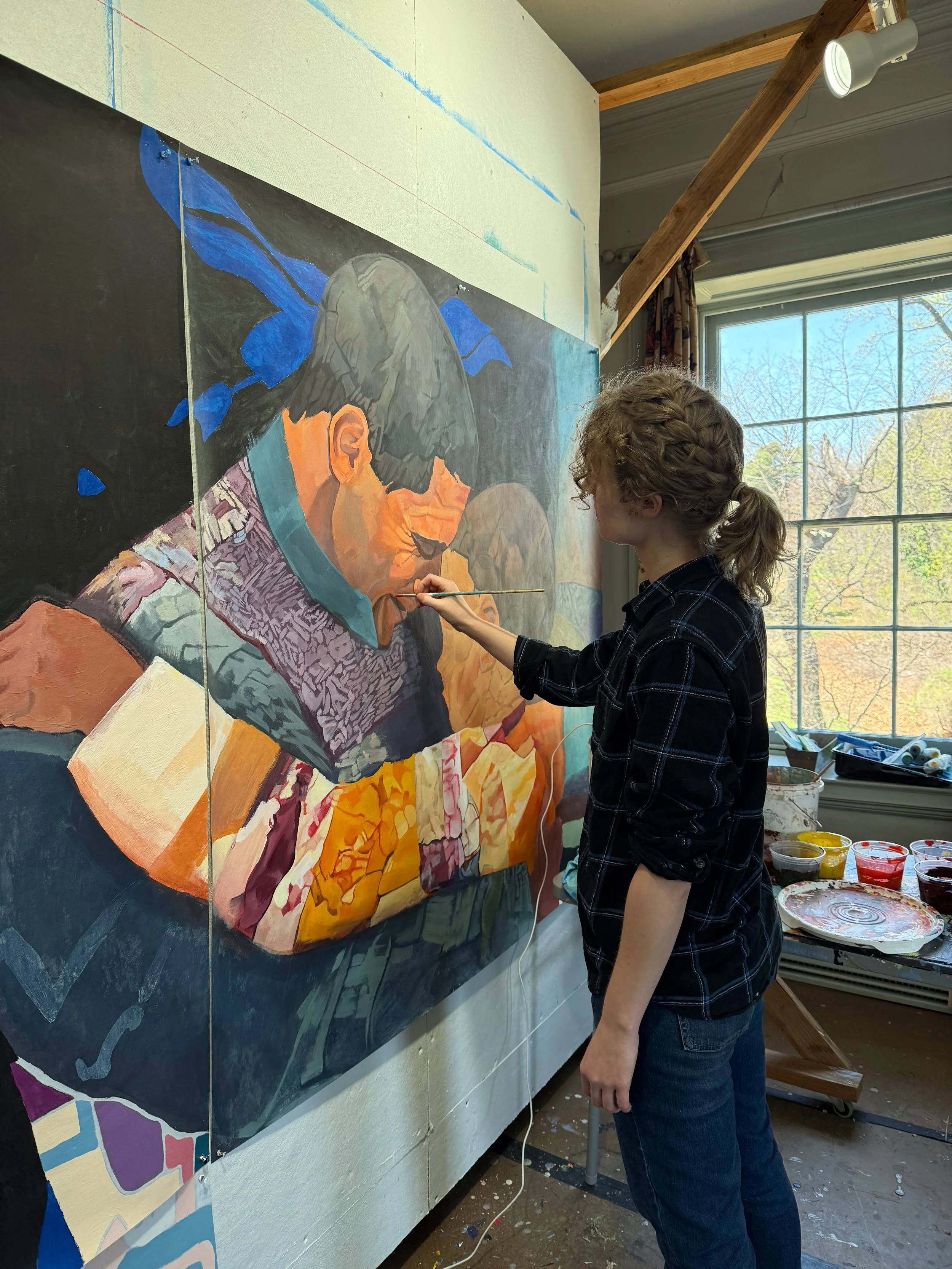 Madeleine painting the parent and child portraits