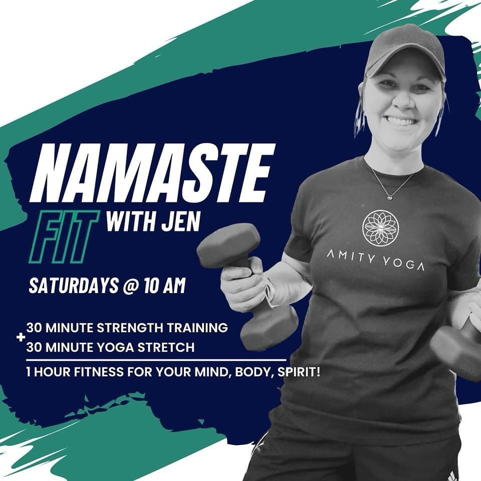 🌟 Introducing Namaste Fit 🌟- the ultimate fusion of strength training and yoga for your mind, body, and spirit! 🧘&zwj;♀️💪

Join us at Amity Yoga for a transformative fitness experience led by the amazing Jennifer McQuay-Health &amp; Wellness 💫

