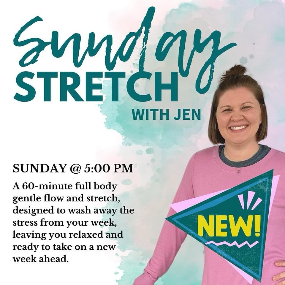 Do you get the Sunday Scaries? 😱 That feeling when you realize the weekend is almost over and you dread the week ahead????

FEAR NO MORE!! SUNDAY STRETCH w/ Jen is here!!! 🥳

🕔 When: Sundays @ 5:00 pm
📍 Where: Amity Yoga, 105 E. Adams St., Jackso