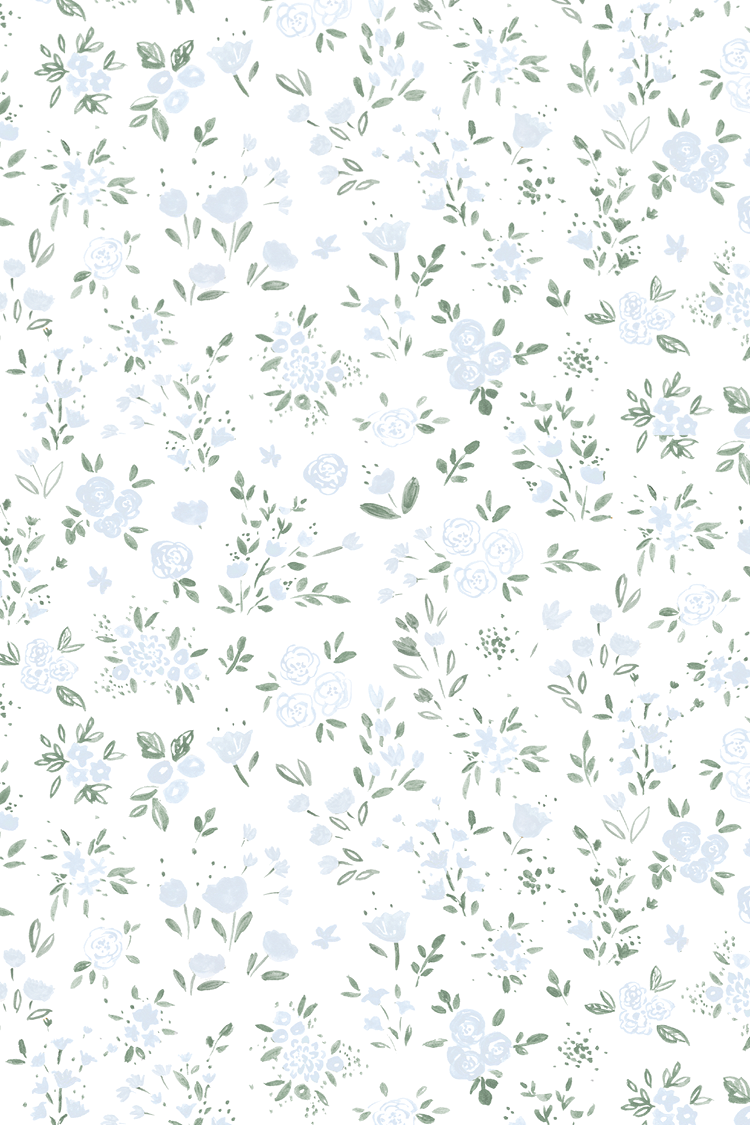 Darlene Ditsy Floral pastel blue green