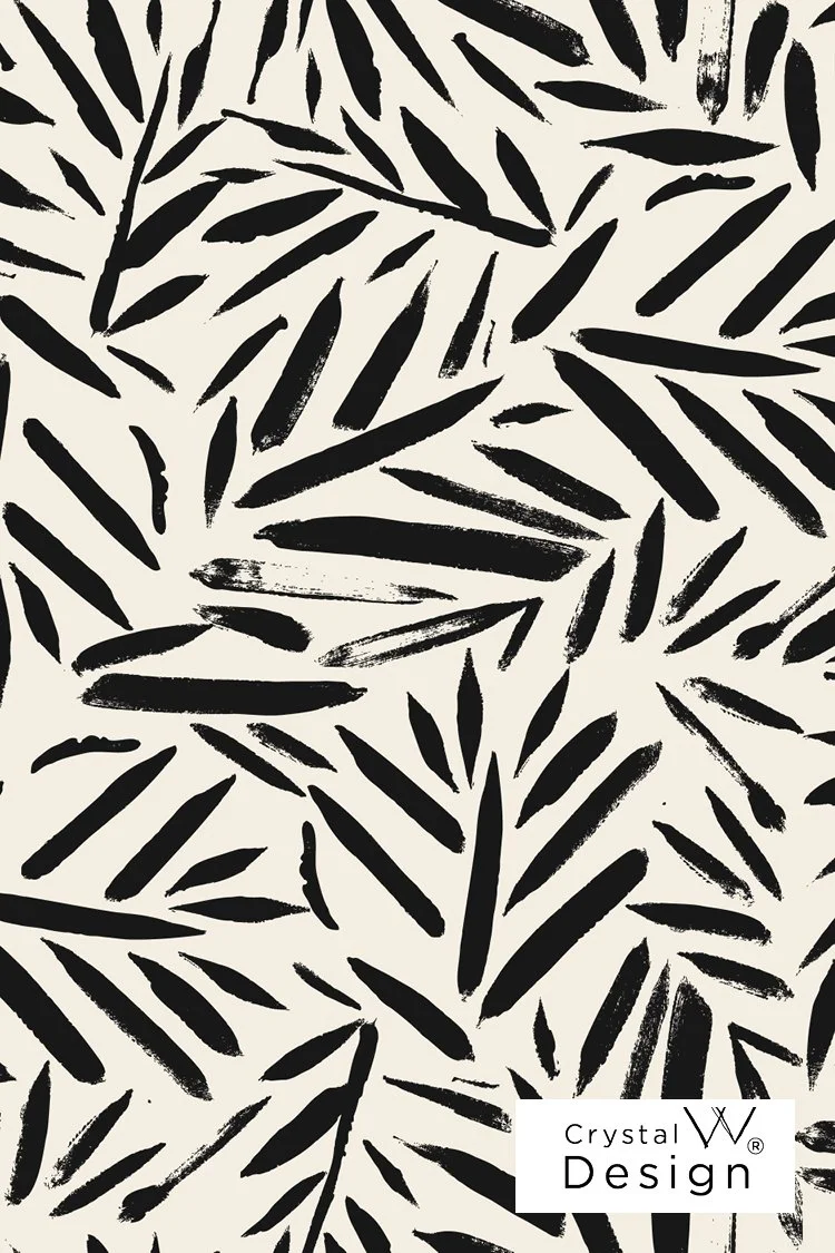 wallpaper, designer wallpaper, leaf wallpaper, black and cream, pattern, modern, tropical