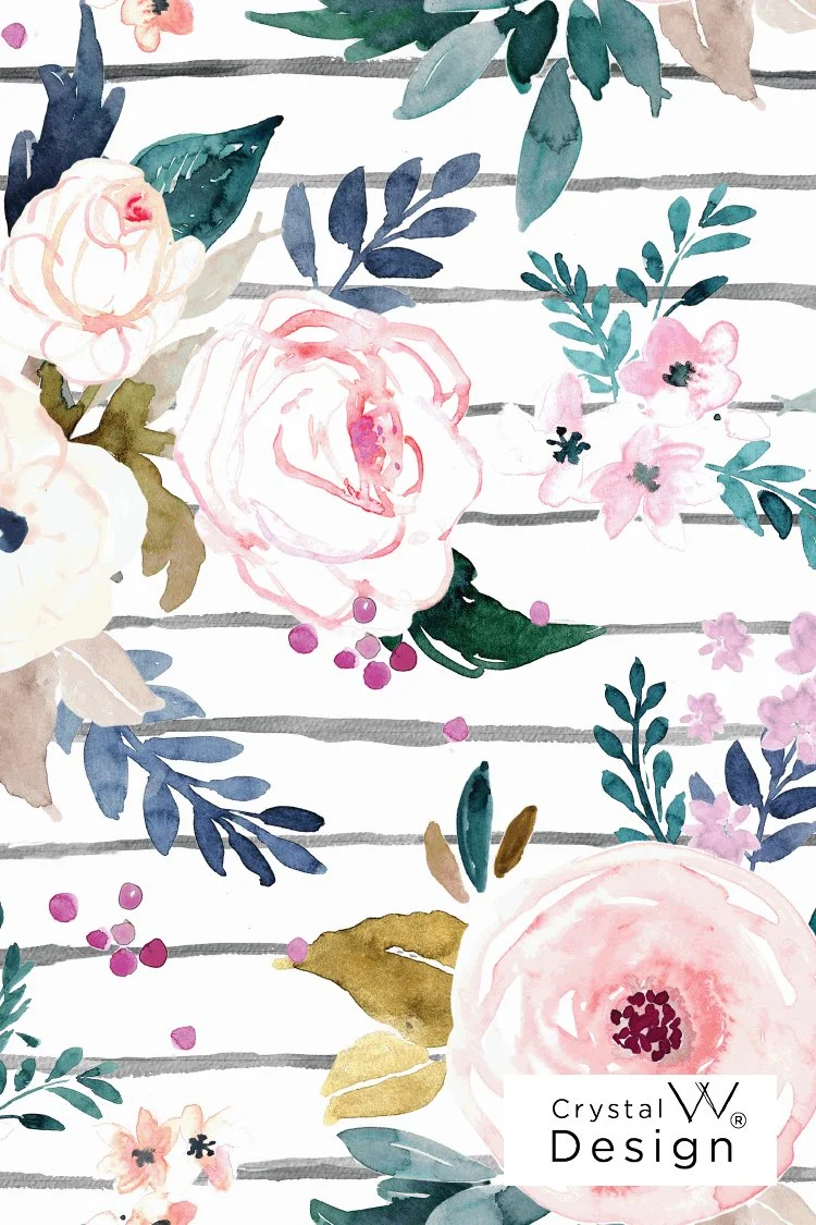 Watercolor Floral patterns licensing