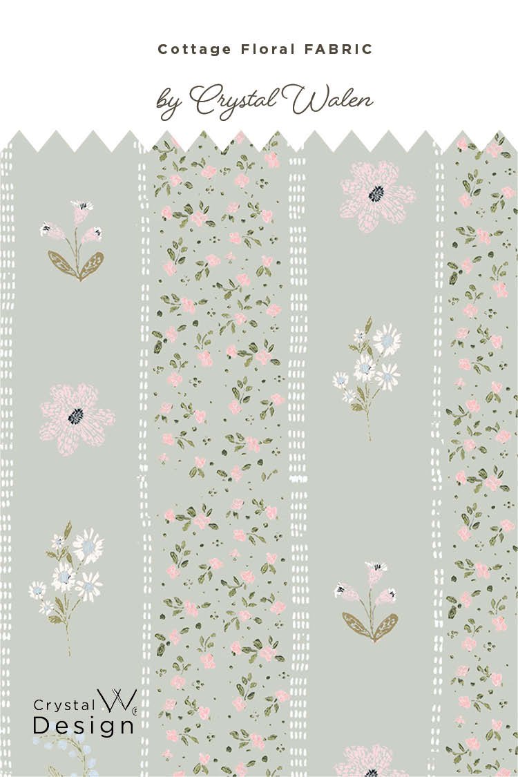 Calico Floral Sampler Stripe Sage