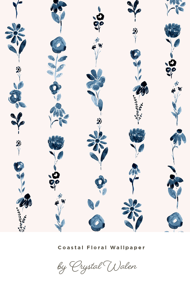 Blue floral garland stripe