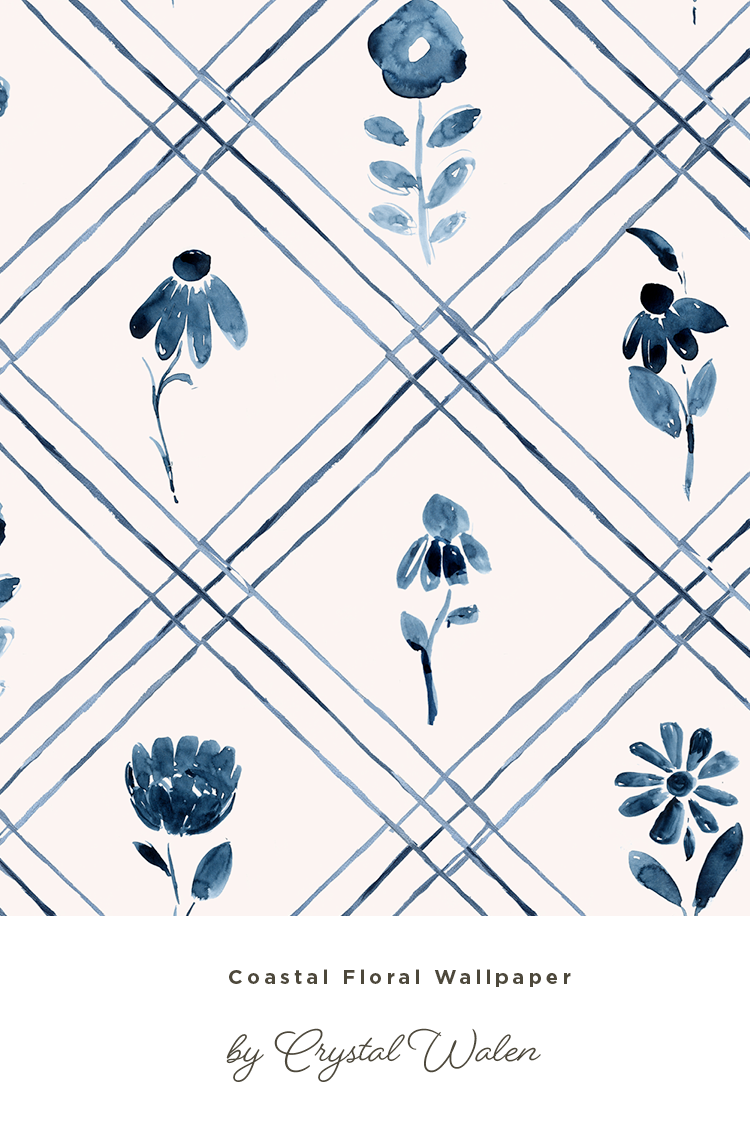 blue floral silo diamond plaid