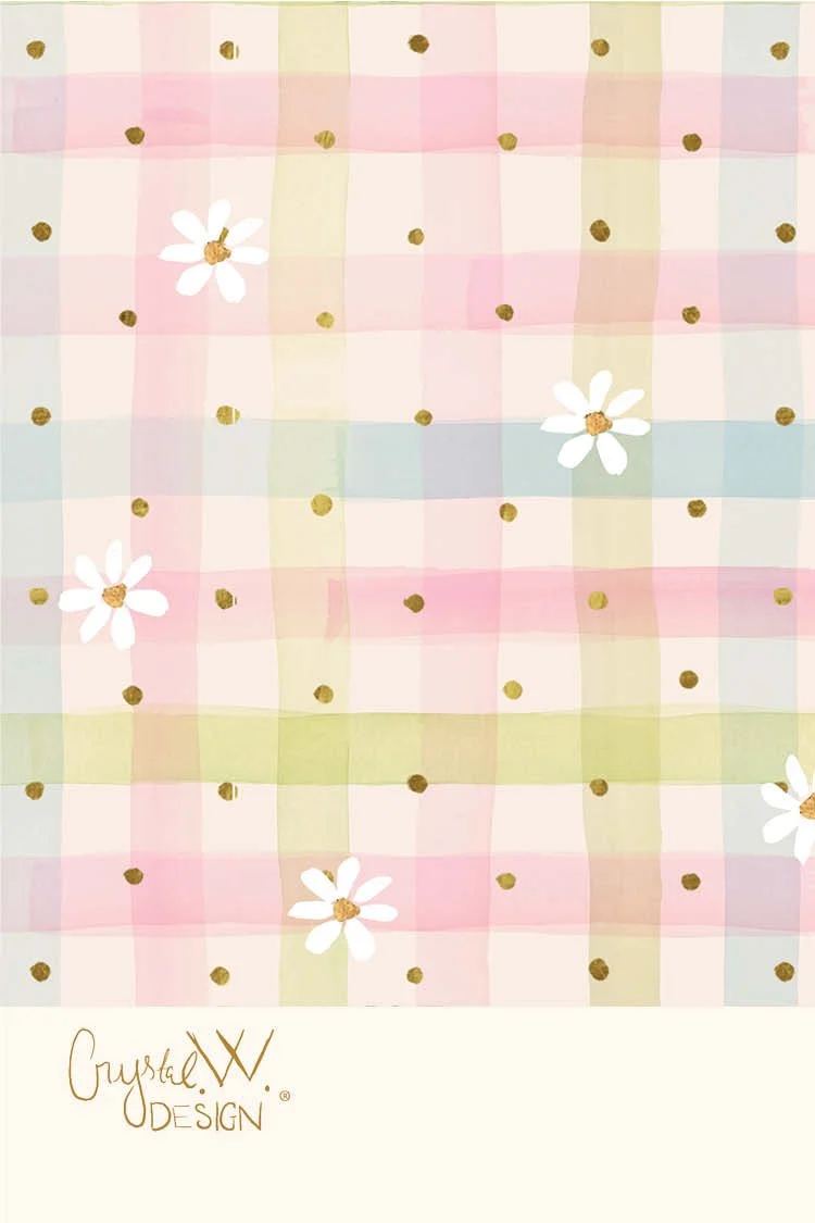 Daisy Dot gingham pink lime retro