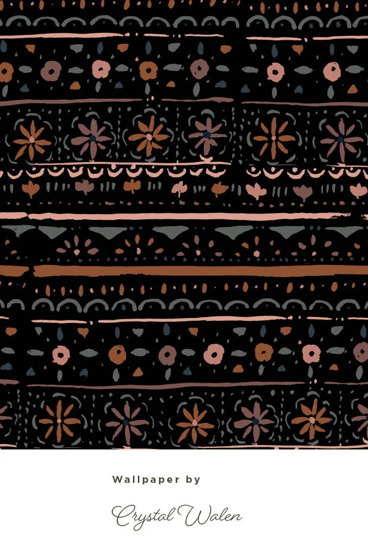 Fabric, vintage Floral, Retro, Moody, Boho Folk Stripe Autumn Josephine