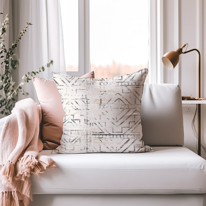 distressed aztec print on throw pillow