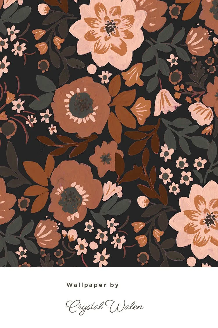 Fabric, vintage Floral, Retro, Moody, Lisa Floral Autumn