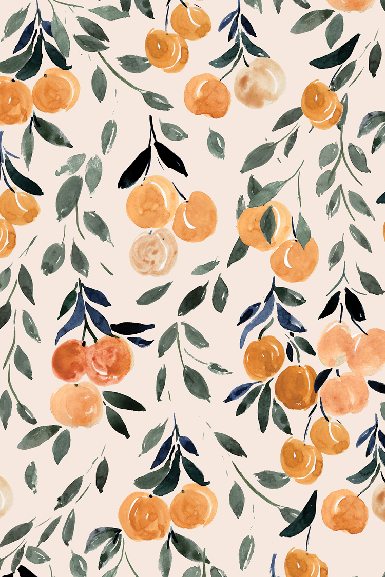 Peach Grove Vintage Orange olive pattern