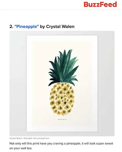 Buzzfeed August 2016 | 17 Unique Illustrated Prints You'll Want To Hang On Your Wall |  Pineapple Art print