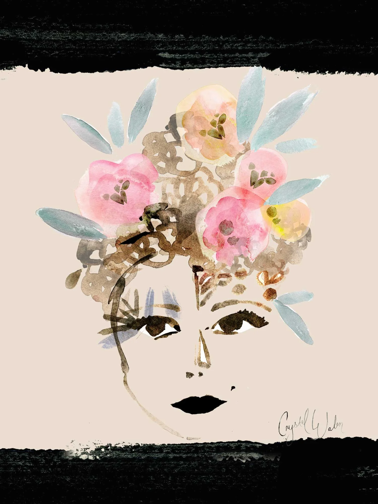 Portrait, women, flowers in hair, Matriarch, Tribal, Goddess