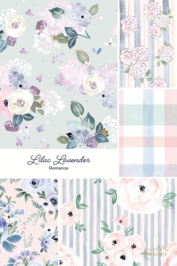 watercolor floral, floral pattern, spring floral, lilac lavender romance, floral pattern, collection, floral pattern art licensing
