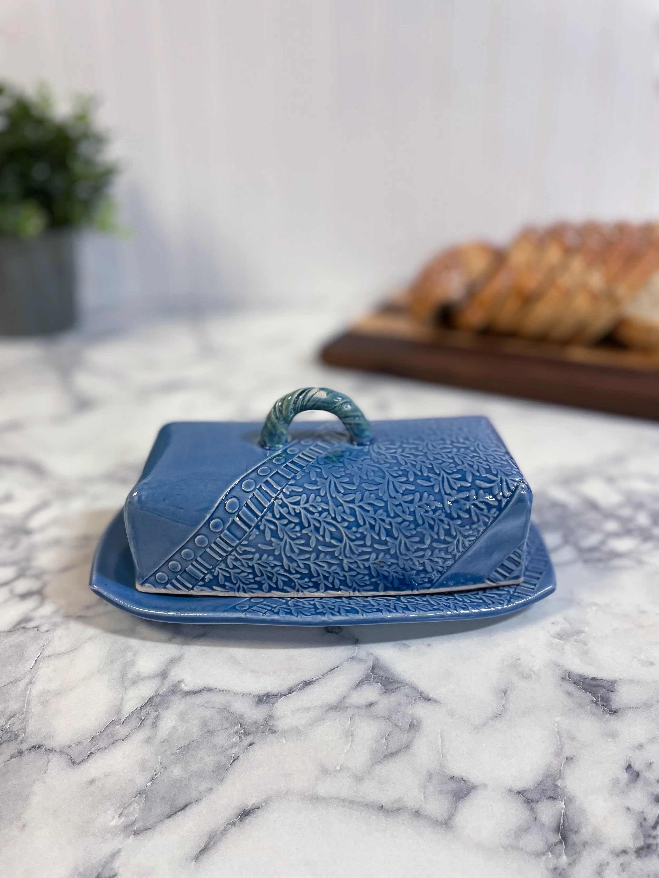 Butter Dish - Cobalt Vines