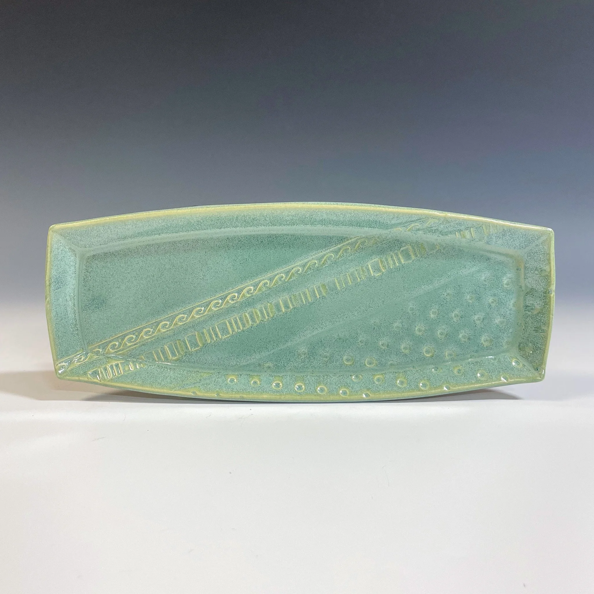 Small Rectangle Tray - Sea Mist & Dots