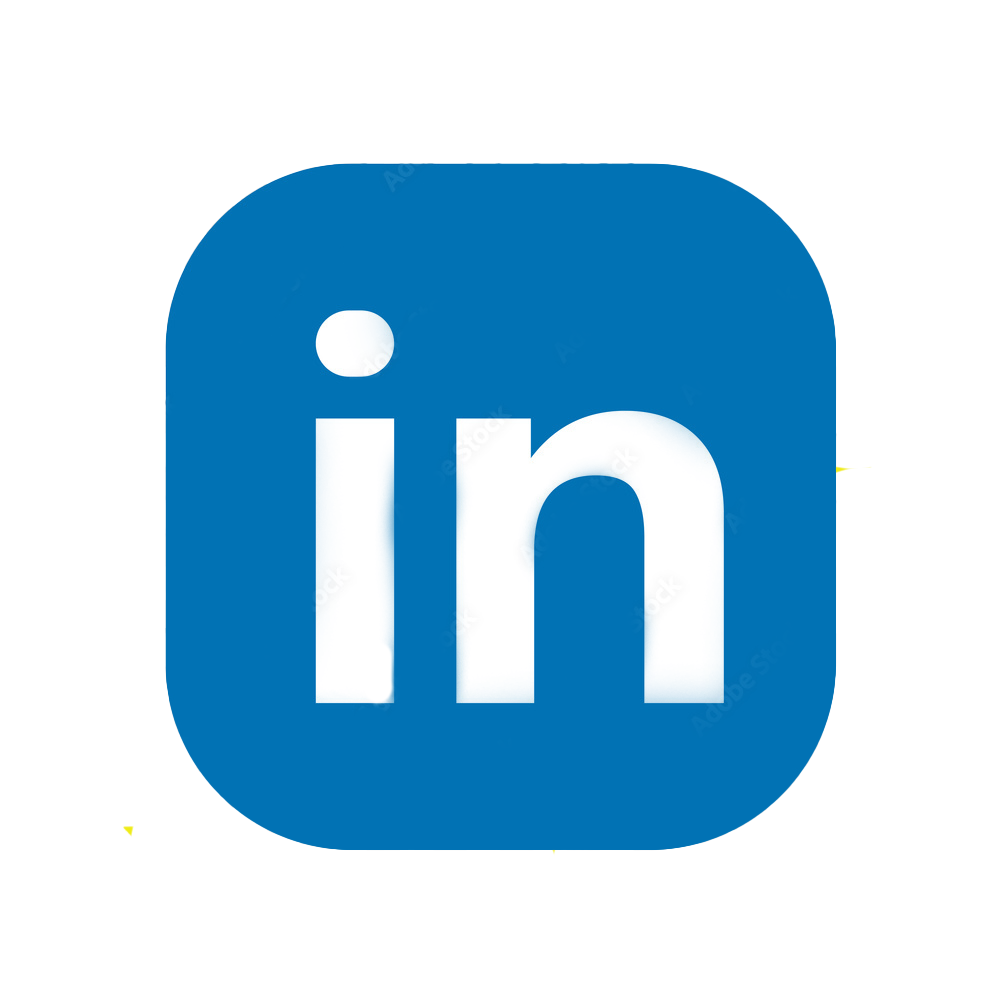 LinkedIn logo with blue background and yellow border