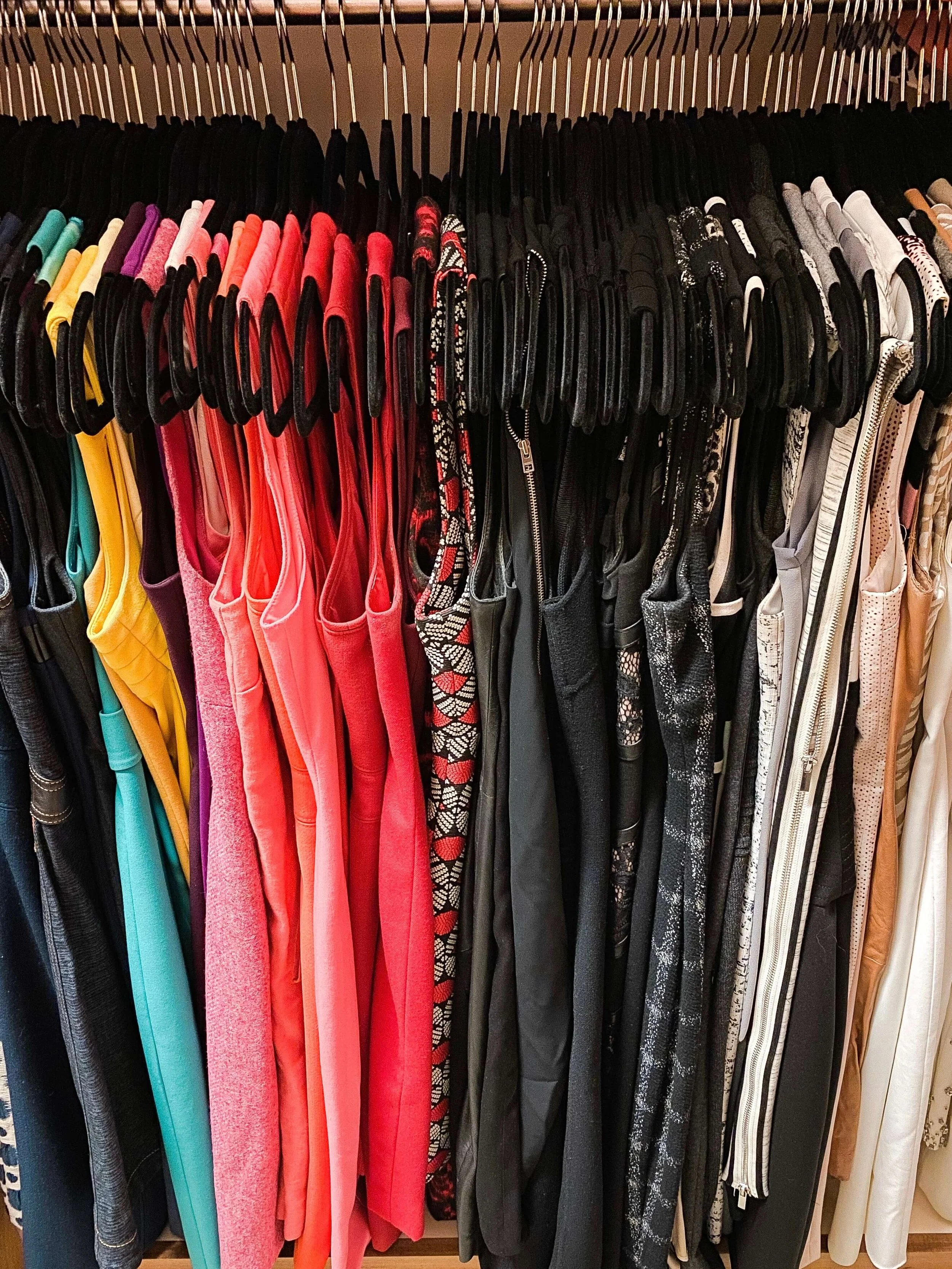 Dresses color coded and organized