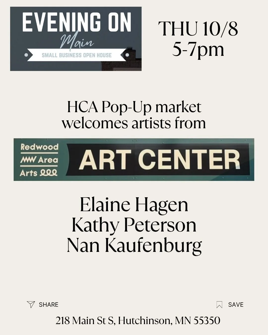 10/8: Redwood Area Art Center artists Pop-Up