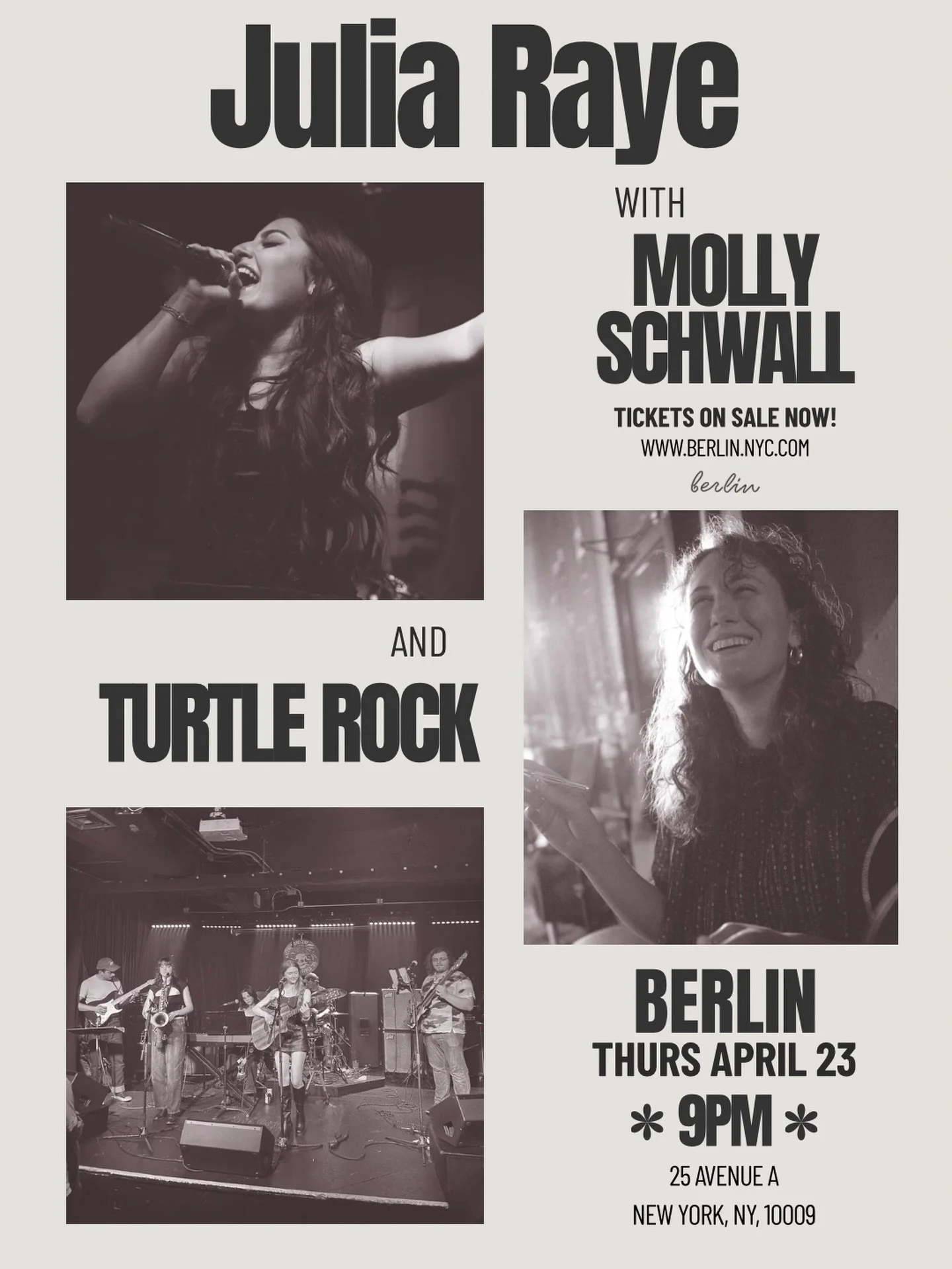So excited to be playing with my band @berlin.undernyc Thursday April 23rd at 9pm!! @jackmarshallmusic @shouston292 @threemilemedia 

Joined by the amazing @8molly88 and @karenjaneludwig 🤍

Ticket link in Bio!! Gonna be an insane night. Can&rsquo;t 