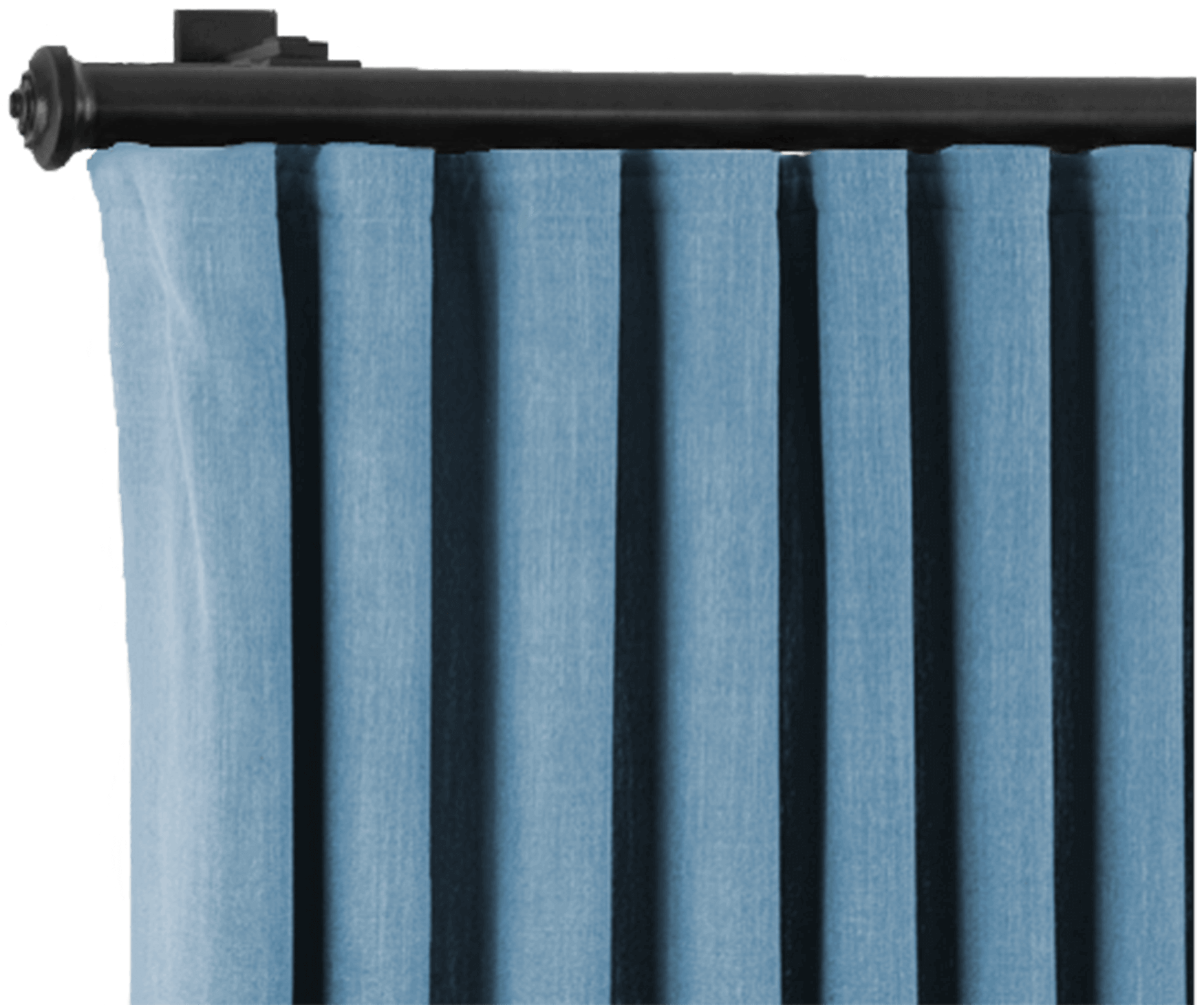 Blue linen ripplefold drapery panel sample