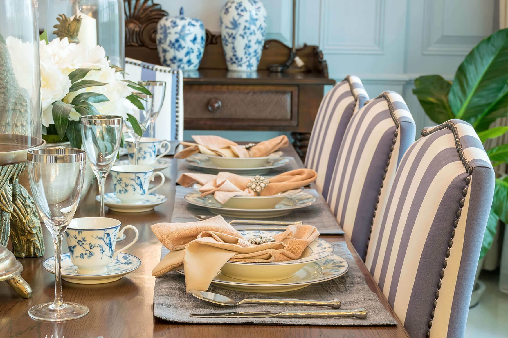 Custom crafted table linens - placemats and napkins on a beautifully dressed table