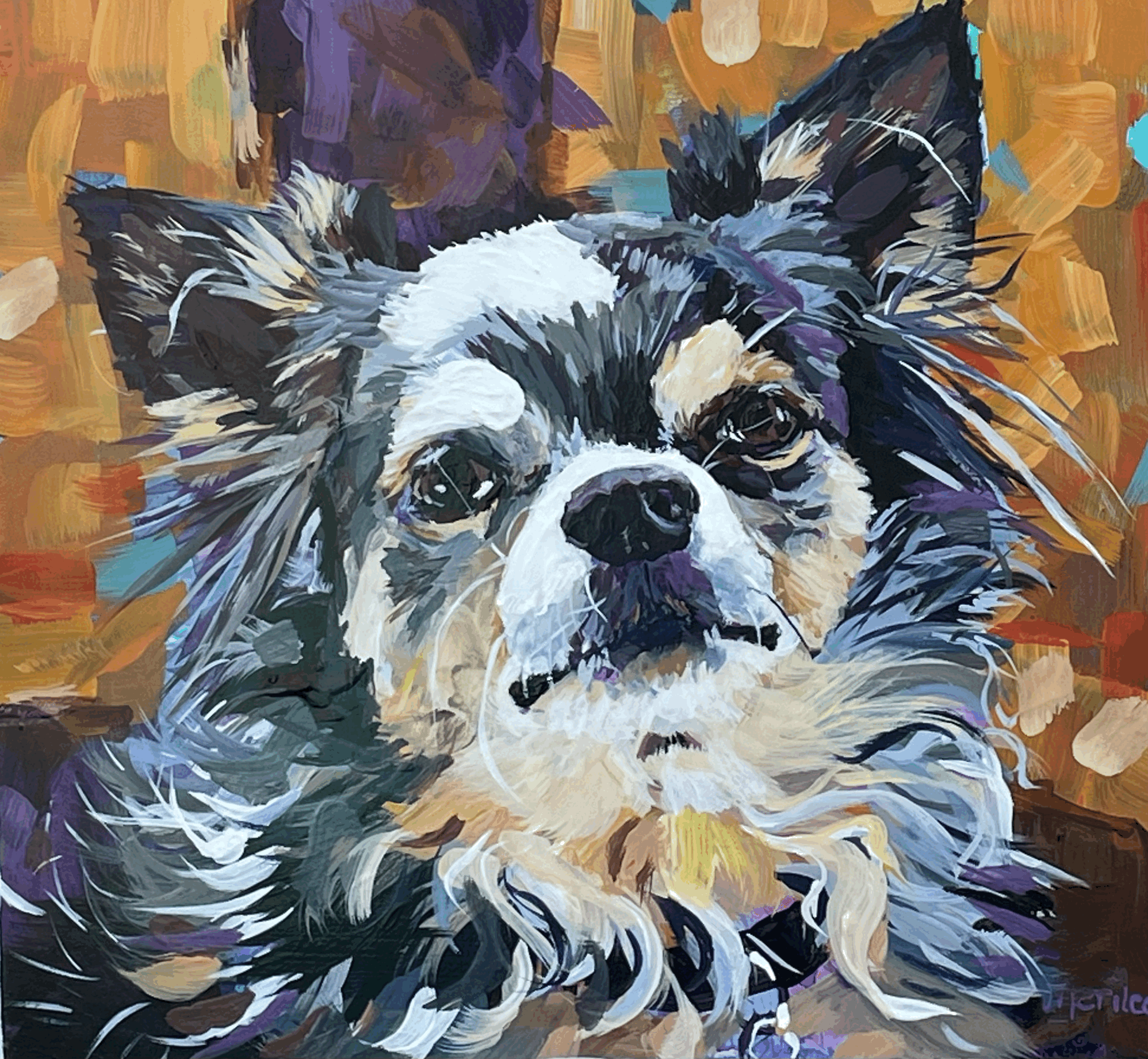 Custom pet portrait on an 8x8 canvas
