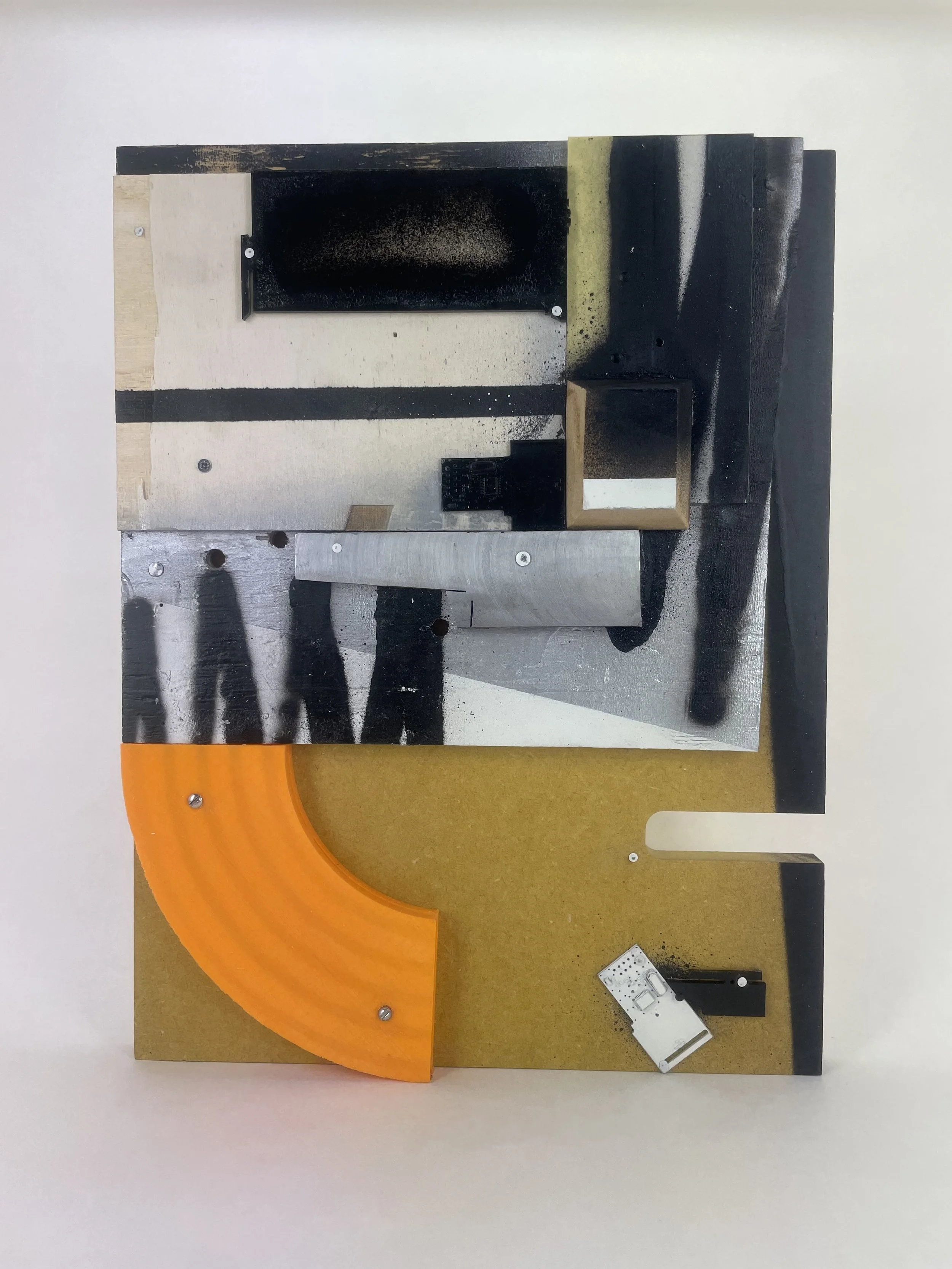 Untitled 1A, Assemblage Geometry Series. Mixed media, 29x40cm. 2025, Stockholm. Redouane Oumahi.