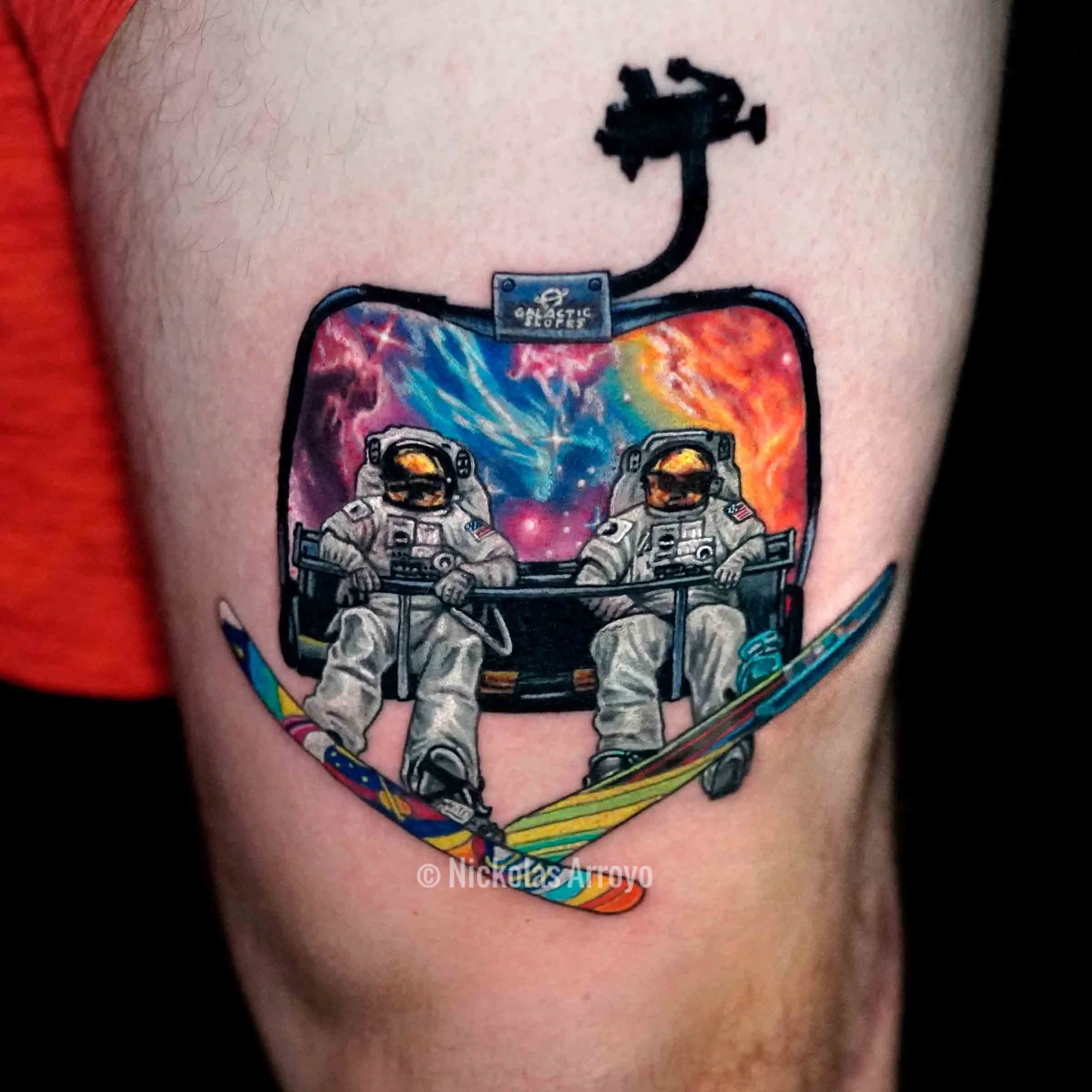Astronaut ski lift Tattoo