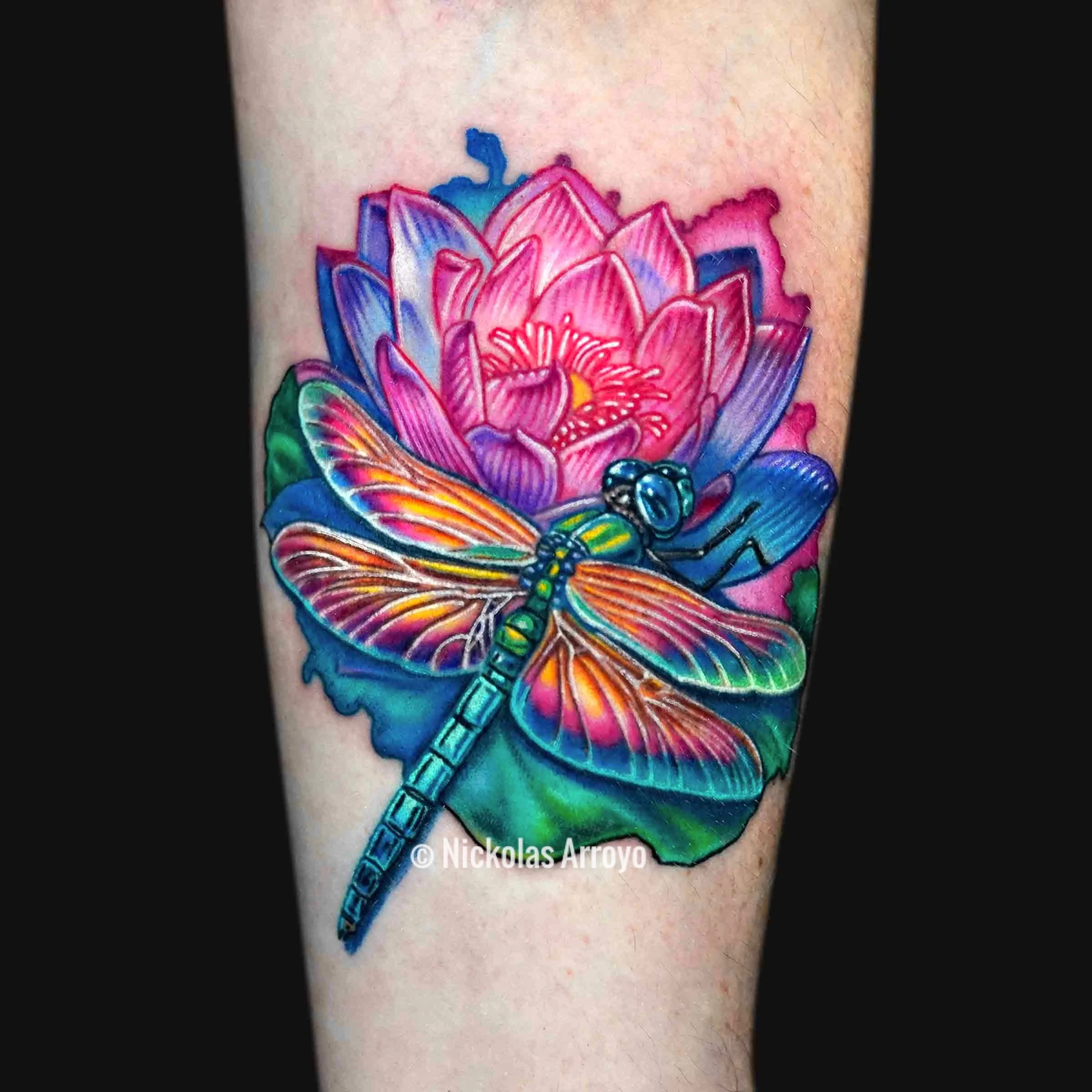 Dragonfly lotus Tattoo